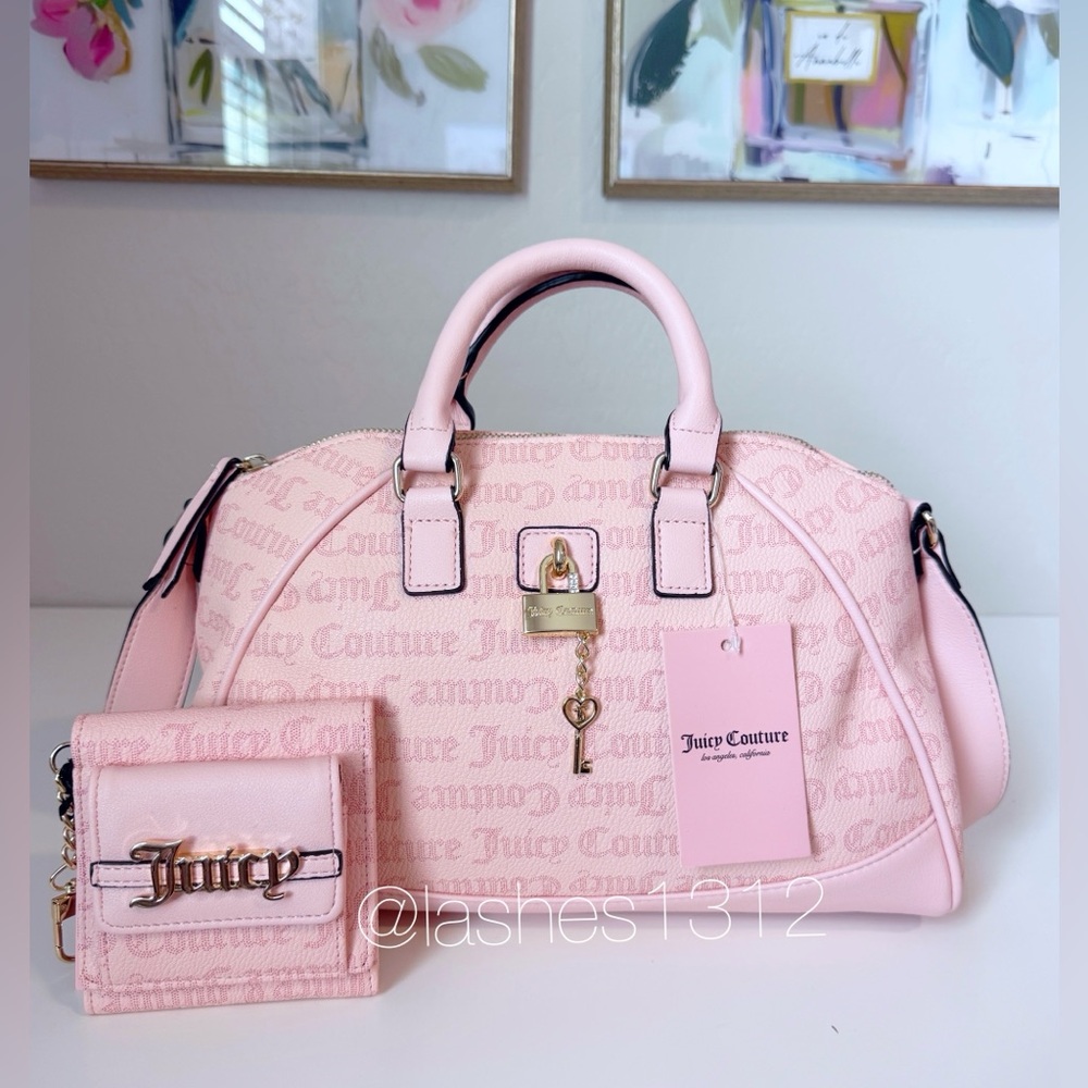 JUICY COUTURE Bag East Side West Side Satchel & Wallet Set - Pink Macaroon